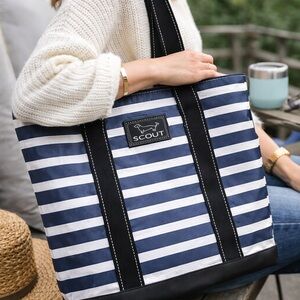Scout Navy White Stripe Tote Bag Large Beach Pool Teacher Utility Tote